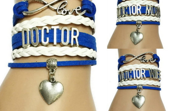 Infinity Love Doctor / Mom/Wife Heart Charm Leather