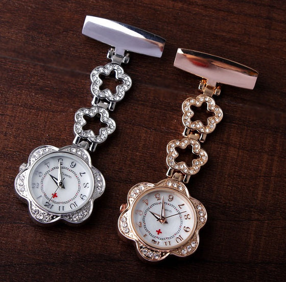 Brooch Flowershape Hanging Nurse Pin Watches