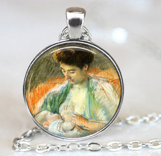 Mother Rose Nursing Her Baby Pendant Necklace