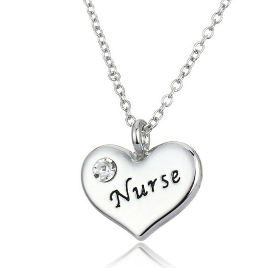 Nurse Silver Chain Charm Pendant Necklace