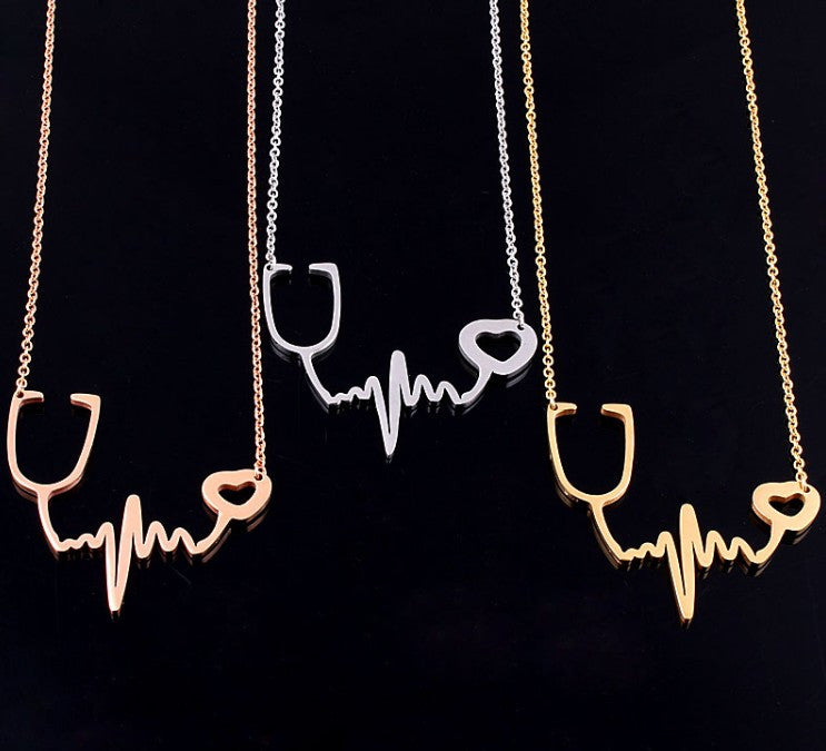 Medical I Love You Heartbeat Chain Necklace