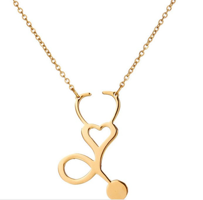 Medical Stethoscope Heart Collar Body Chain Necklace