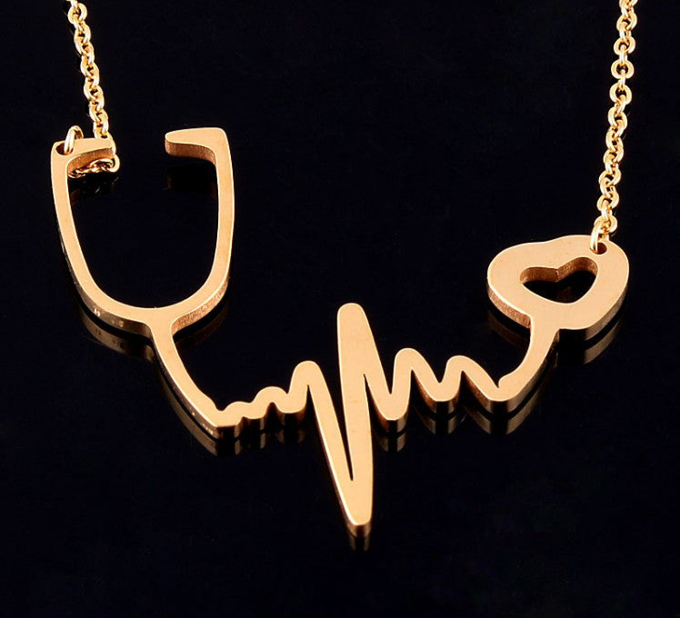 Medical I Love You Heartbeat Chain Necklace