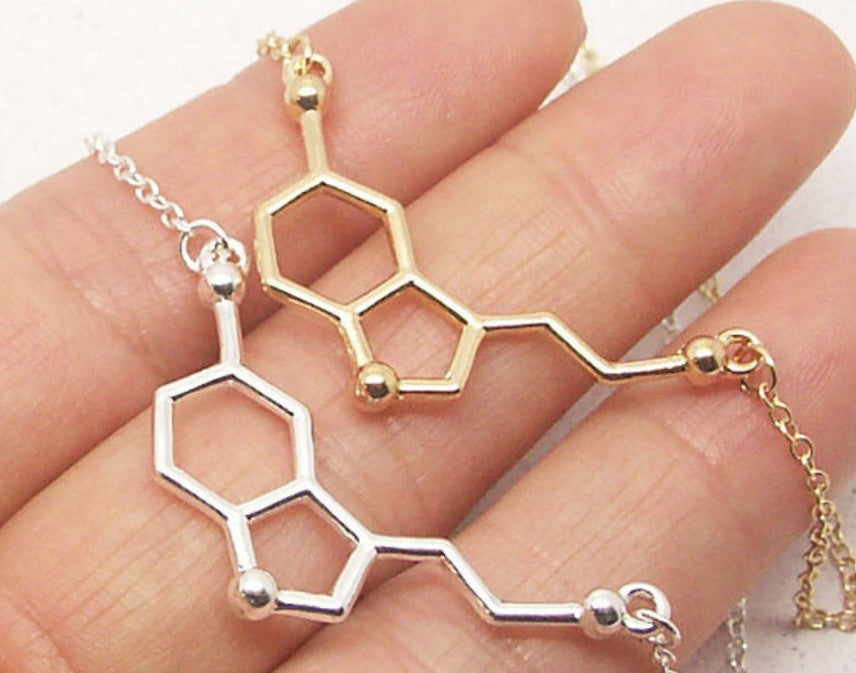 Amazon.com: Happiness Serotonin Molecule Necklace For Women, Happy Serotonin  Necklace, Science Jewelry For Women, Ideal Necklaces For Teacher,  Professor, Chemistry Grad And Science Lovers (Carbon Black) : Clothing,  Shoes & Jewelry