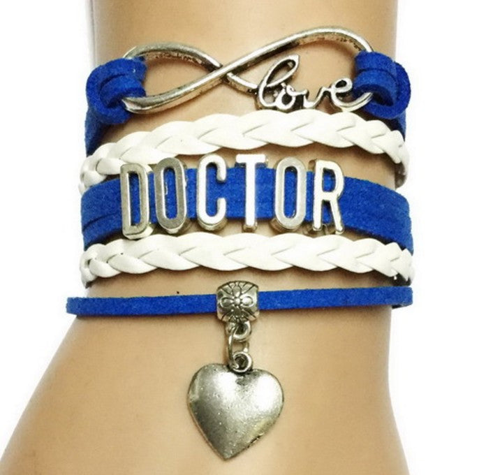 Infinity Love Doctor / Mom/Wife Heart Charm Leather