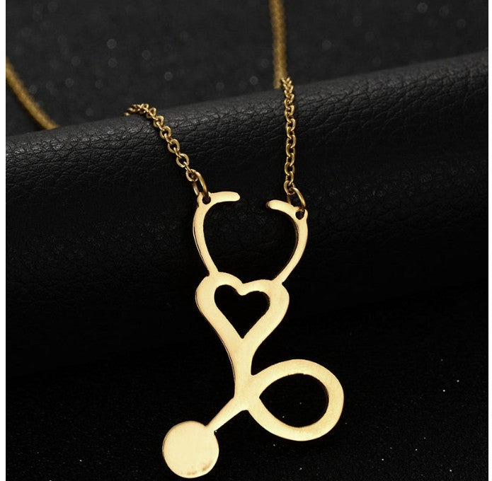 Medical Stethoscope Heart Collar Body Chain Necklace