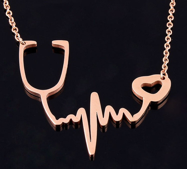 Medical I Love You Heartbeat Chain Necklace