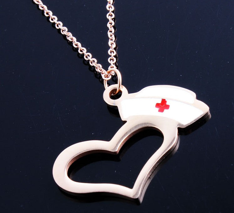 Enamel Nurse Hat Prayer Cross Heart Charm