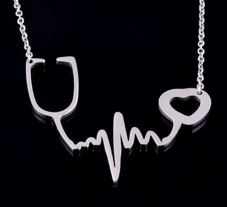 Medical I Love You Heartbeat Chain Necklace