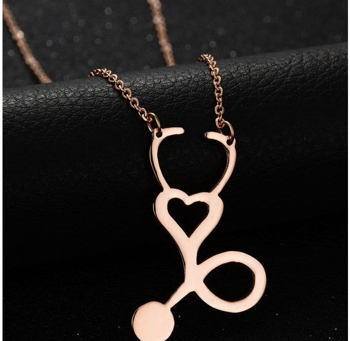 Medical Stethoscope Heart Collar Body Chain Necklace