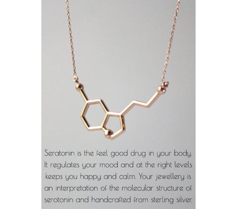 Serotonin Molecule Necklace Chemical Formula