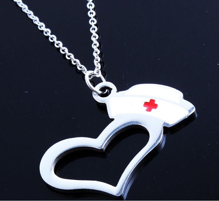 Enamel Nurse Hat Prayer Cross Heart Charm