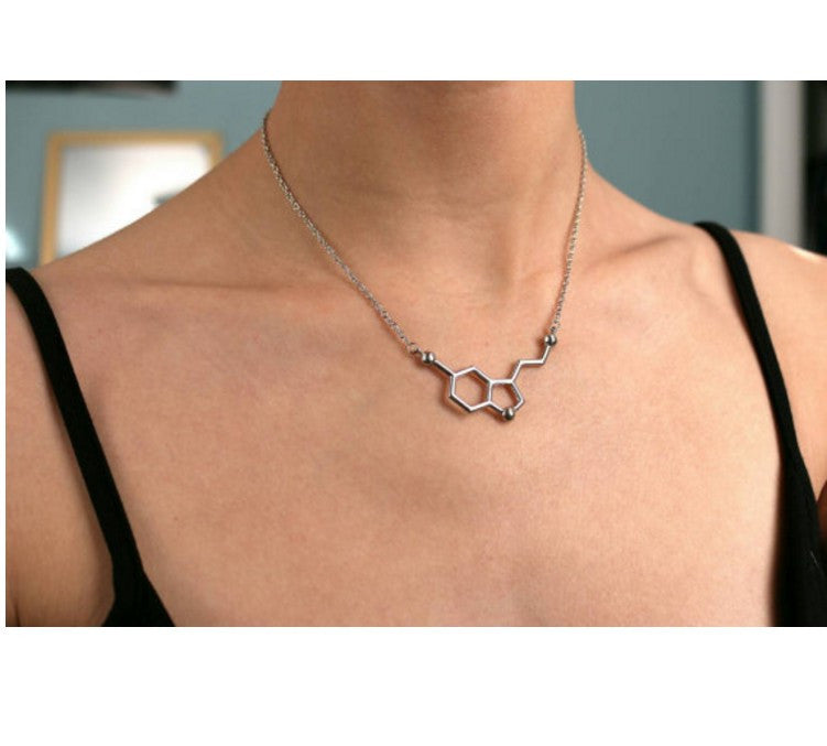 Serotonin Molecule Necklace Chemical Formula