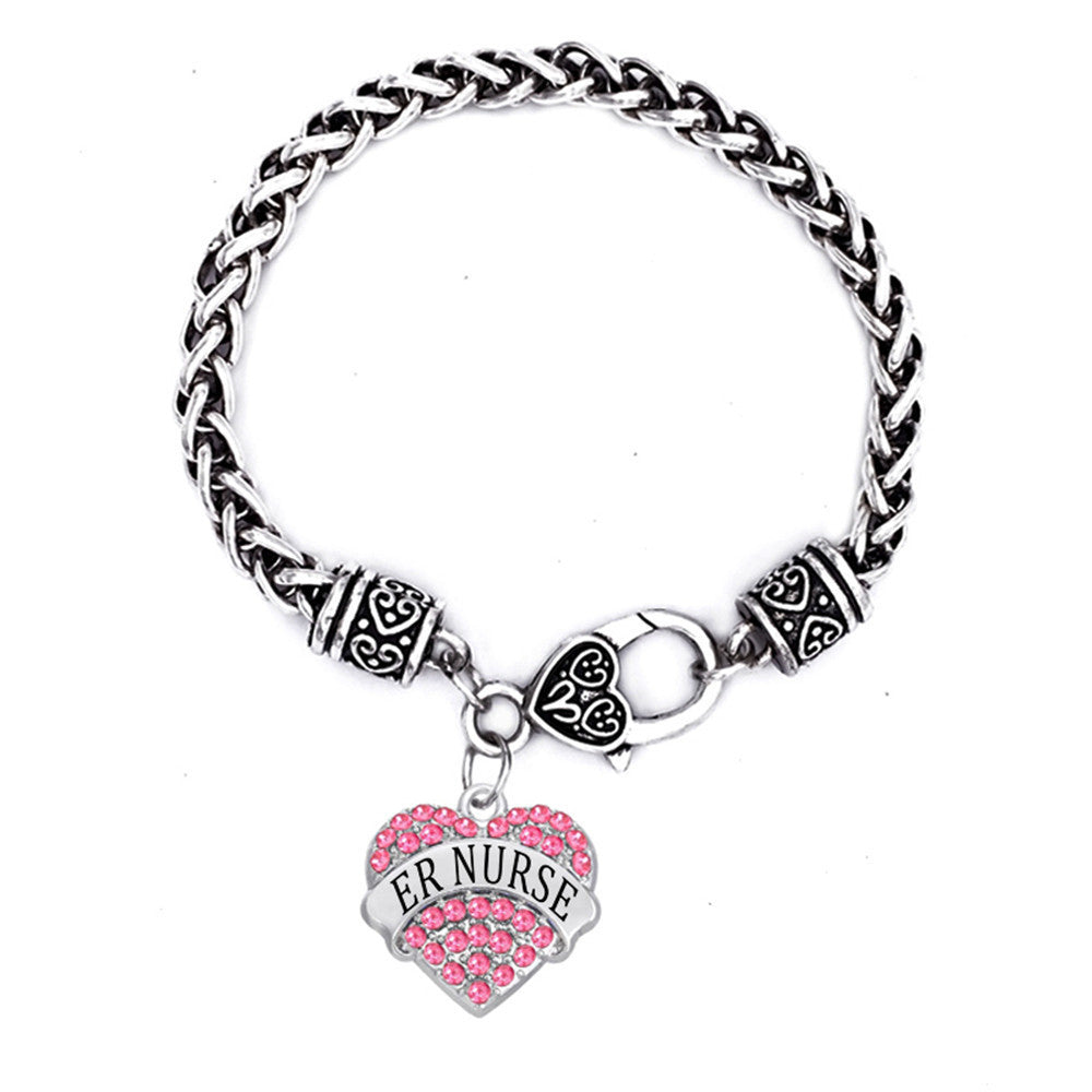 Alloy Rhodium Plated Crystal Hearts Charm