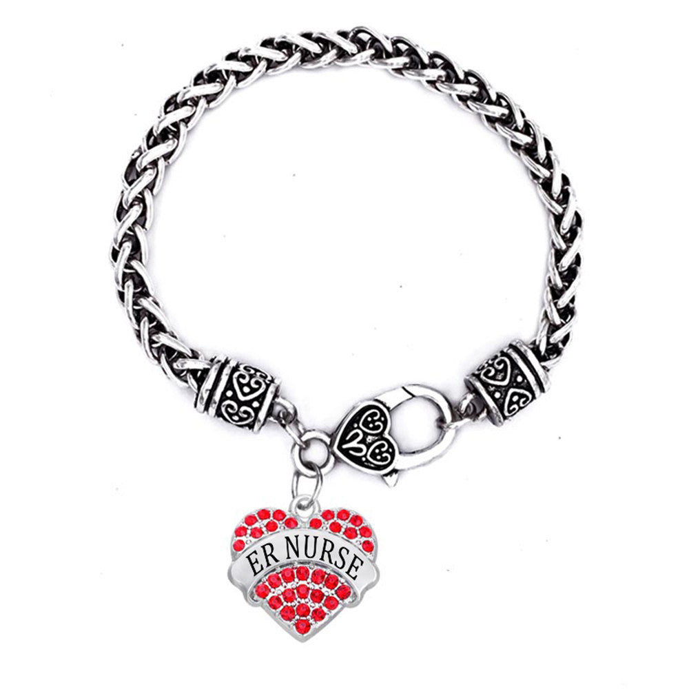 Alloy Rhodium Plated Crystal Hearts Charm