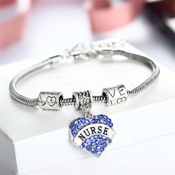 Blue/Pink/Silver Statement Nurse Bracelet