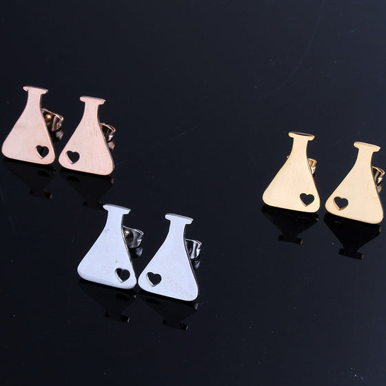 Medical Bottle Flask Stud Earrings for Women