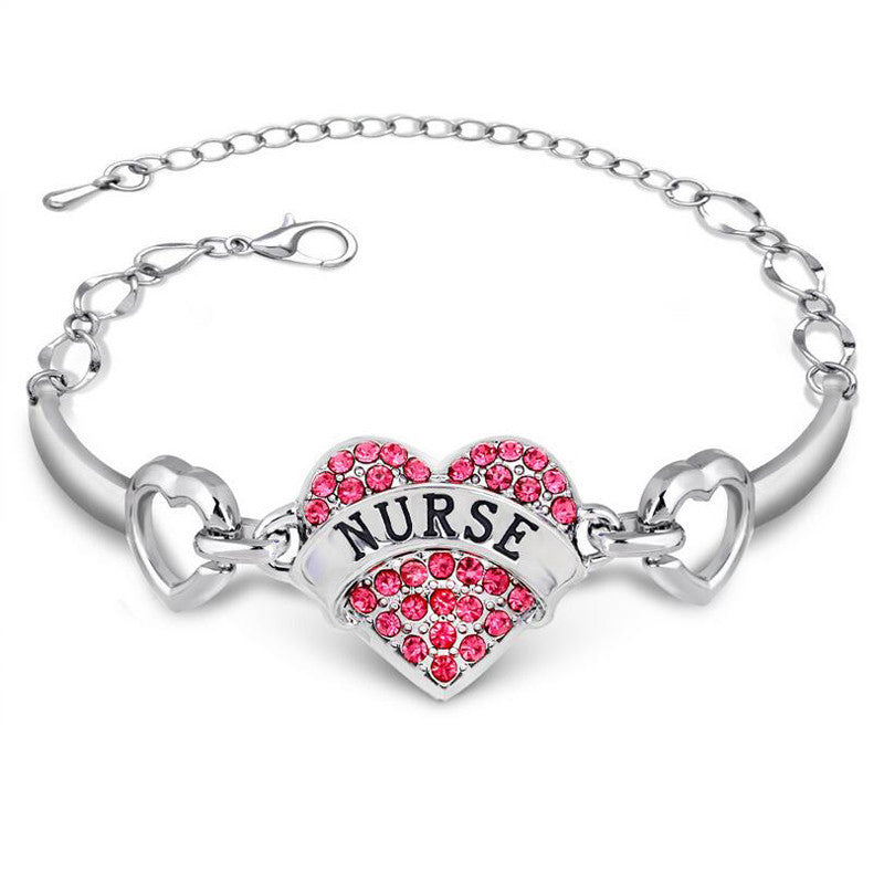 Crystal Rhinestone Heart Charm Bracelet