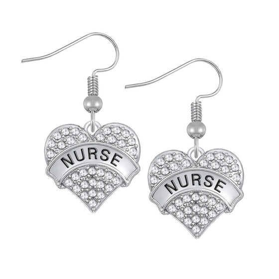 Heart Charm Drop Earring With Clear Crystal